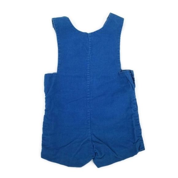 Vintage Grace 60s Toddlers 4T Blue Corduroy‎ Overalls Shortalls 123 Patch - Picture 4 of 9